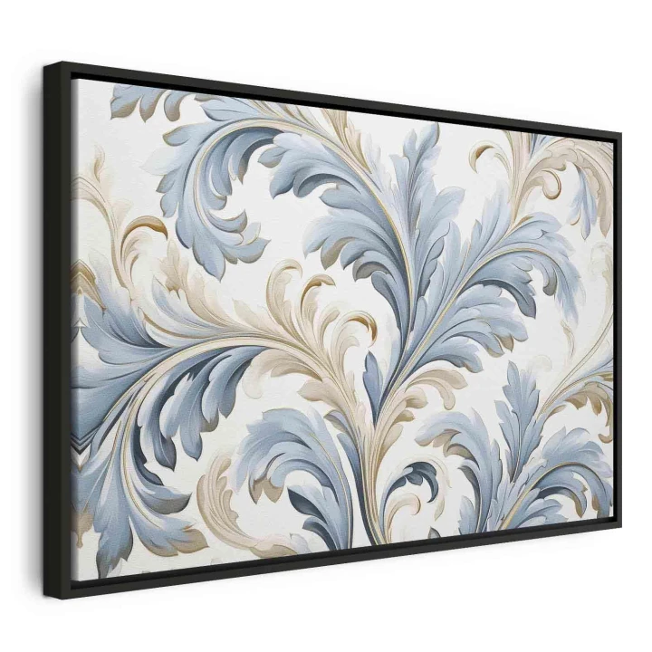Obraz - Barokowe ornamenty w jasnej kremowo-niebieskiej kolorystyce