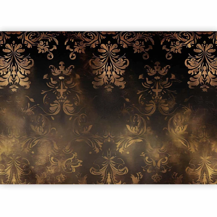 Fototapeta - Ornamenty barokowe w spatynowanym złocie i w brązach: retro motyw
