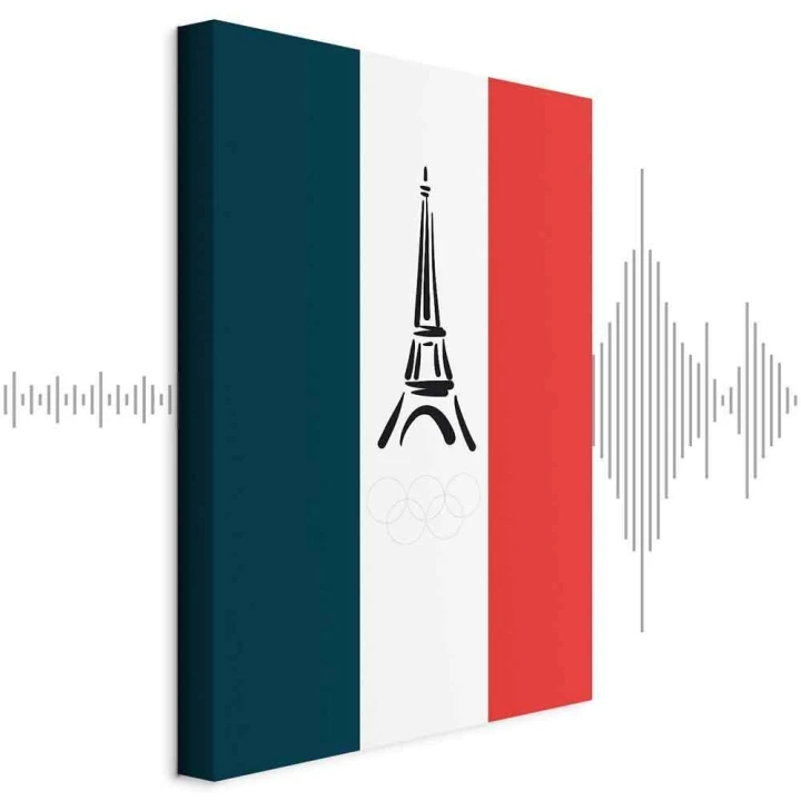 Obraz - Flaga Francji z graficzną wieżą Eiffla