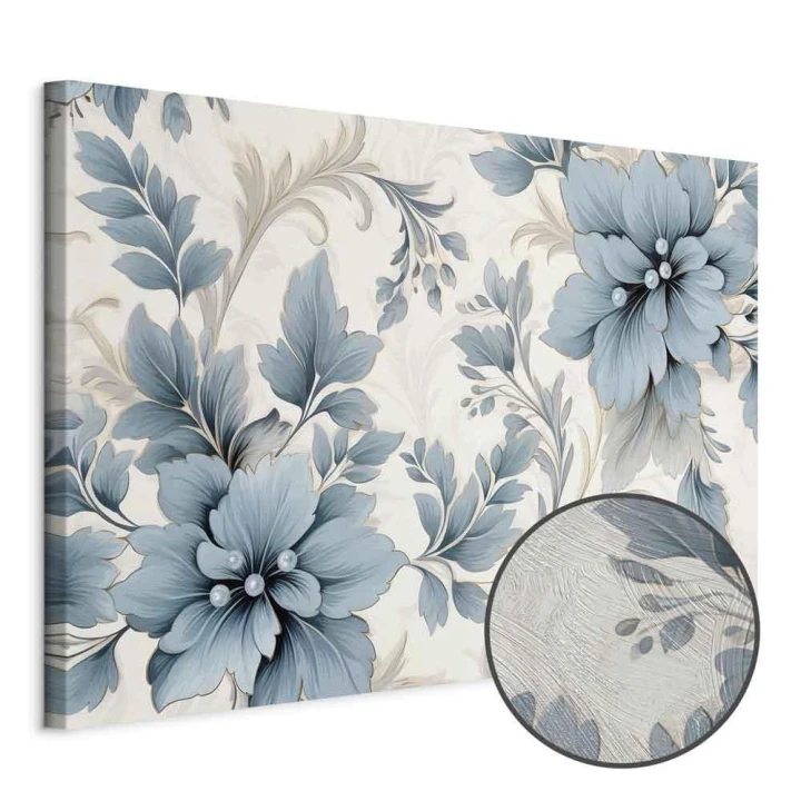 Obraz - Turkusowe kwiaty w retro klimacie florystyczne ornamenty