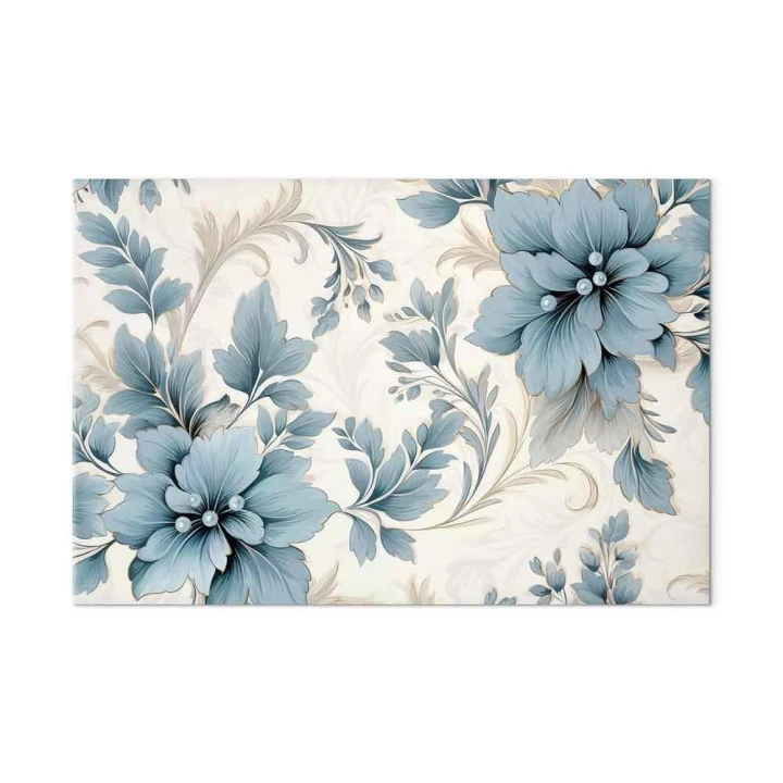 Obraz - Turkusowe kwiaty w retro klimacie florystyczne ornamenty