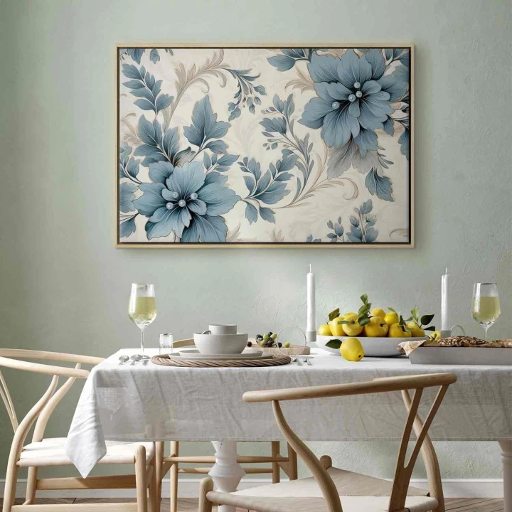 Obraz - Turkusowe kwiaty w retro klimacie florystyczne ornamenty