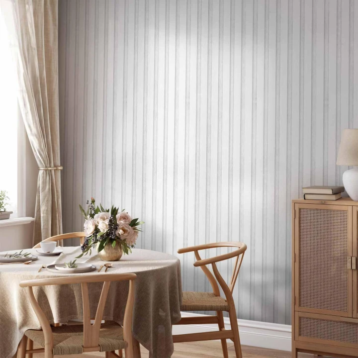 Tapeta - Drewniana Tekstura - symetryczne pionowe linie na białym tle