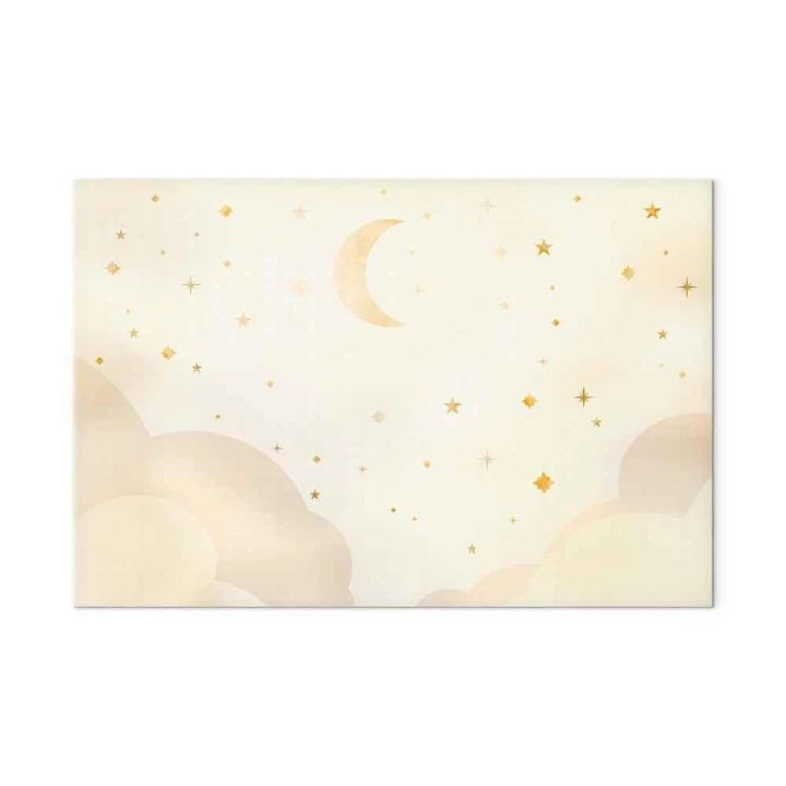 Obraz - Jasna noc - księżyc w towarzystwie wielu gwiazd na jasnym tle