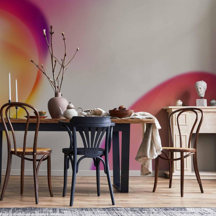 Fototapeta - Abstrakcja - kształty - soczysty żółty i fioletowo różowy