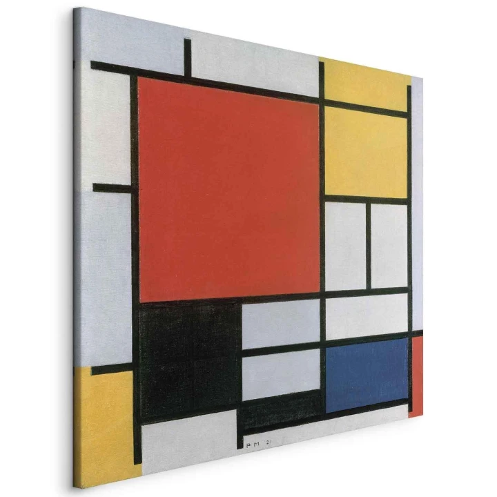 Obraz - Piet Mondrian – Kompozycja z czerwonym, żółtym, niebieskim i czarnym