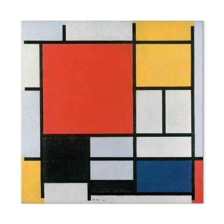 Obraz - Piet Mondrian – Kompozycja z czerwonym, żółtym, niebieskim i czarnym