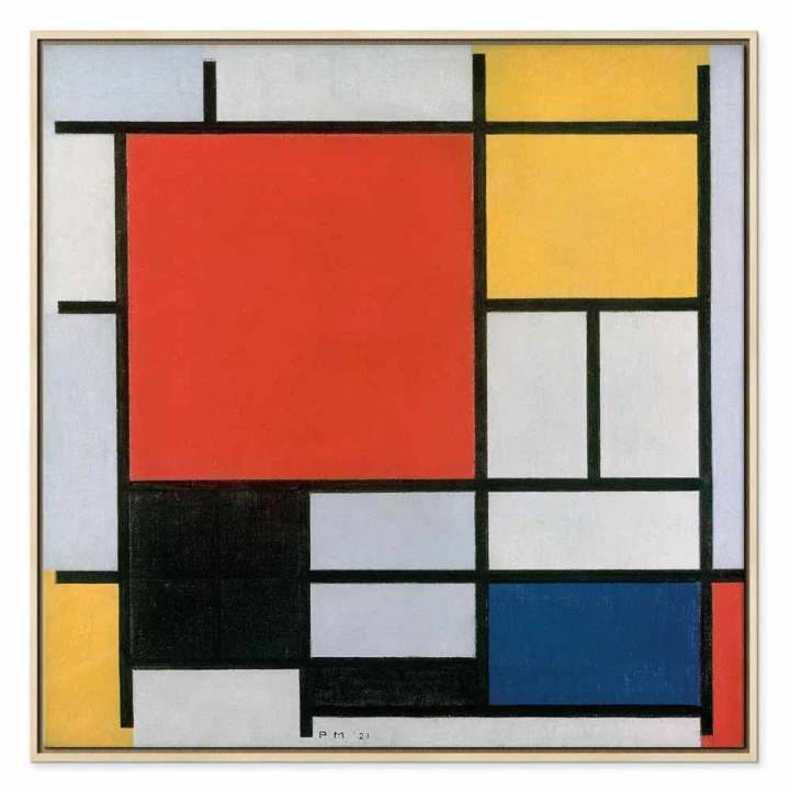 Obraz - Piet Mondrian – Kompozycja z czerwonym, żółtym, niebieskim i czarnym