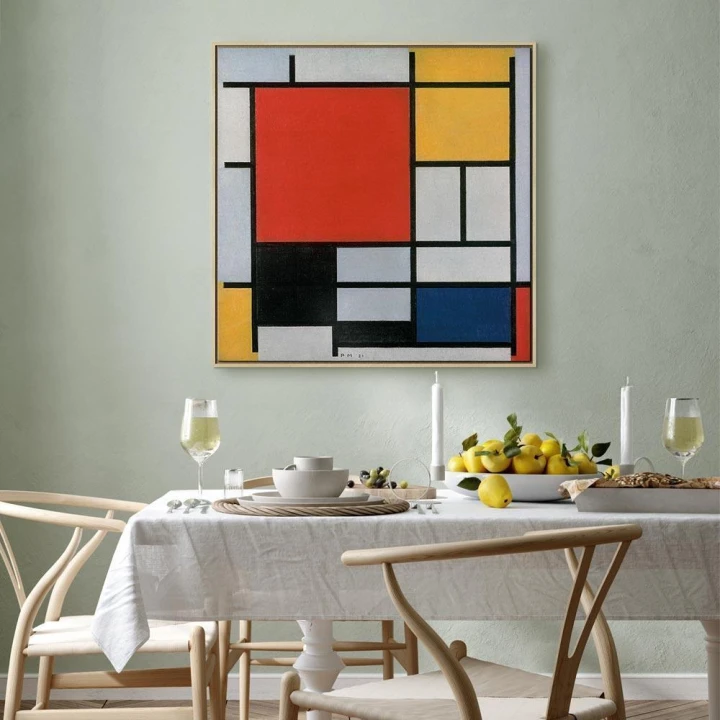 Obraz - Piet Mondrian – Kompozycja z czerwonym, żółtym, niebieskim i czarnym