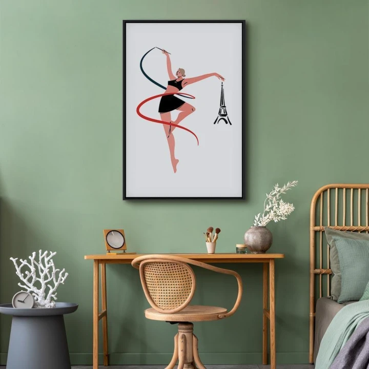 Obraz - Gimnastyka artystyczna - ilustracja kobiety z szarfą