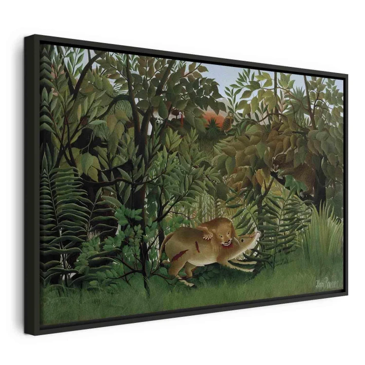 Obraz - Henri Rousseau – Le Lion ayant faim se jette sur l'Antilope