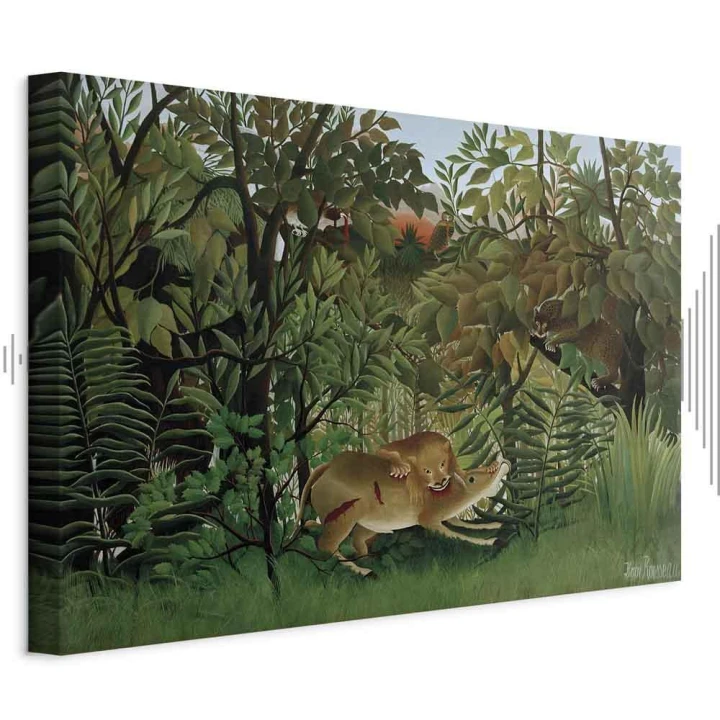 Obraz - Henri Rousseau – Le Lion ayant faim se jette sur l'Antilope