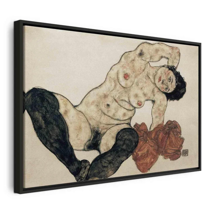 Obraz - Egon Schiele – Liegender Akt mit gelbem Handtuch