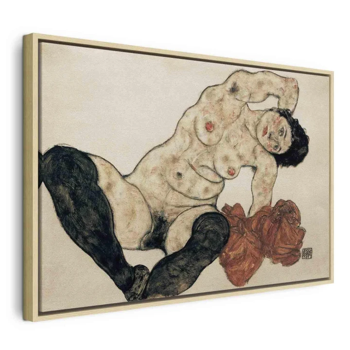 Obraz - Egon Schiele – Liegender Akt mit gelbem Handtuch