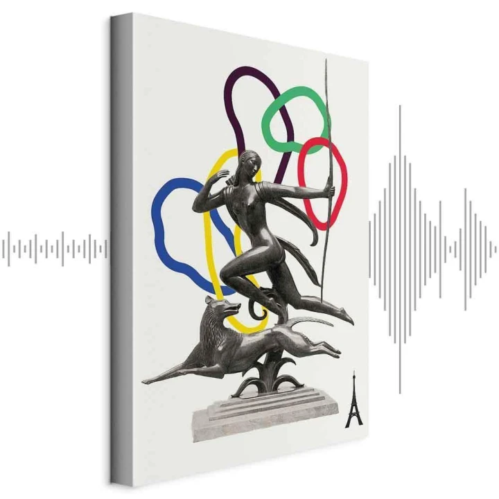Obraz - Kobieta z psem - ilustracja