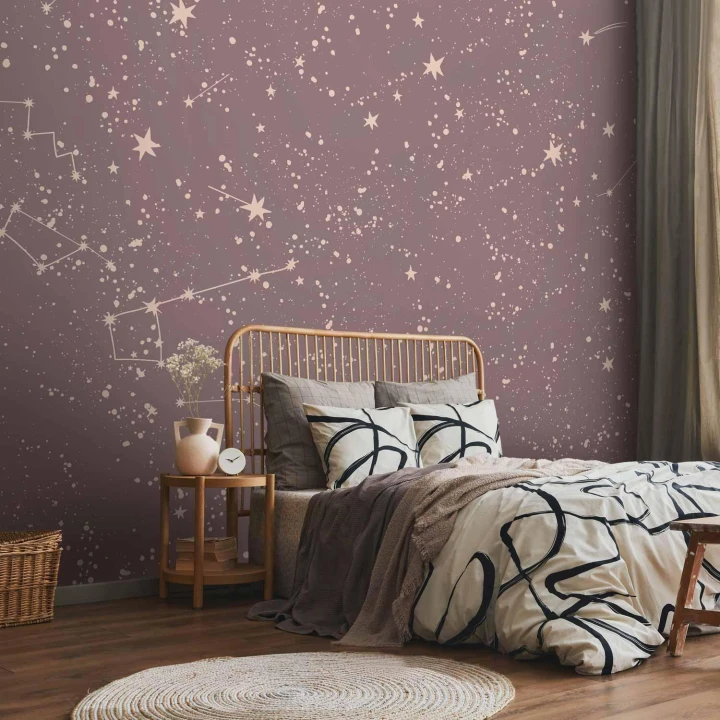 Fototapeta - Nocne Niebo - artystyczne konstelacje i gwiazdy w pastelowych odcieniach