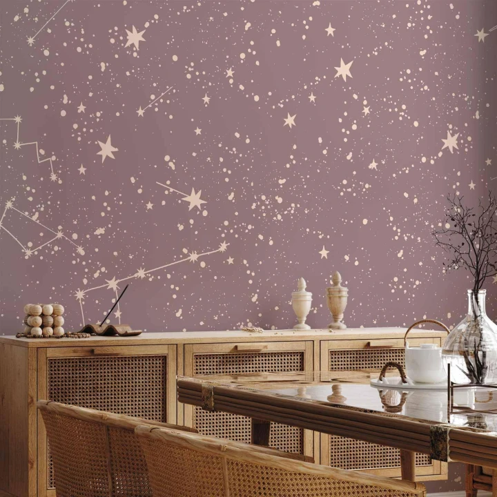 Fototapeta - Nocne Niebo - artystyczne konstelacje i gwiazdy w pastelowych odcieniach