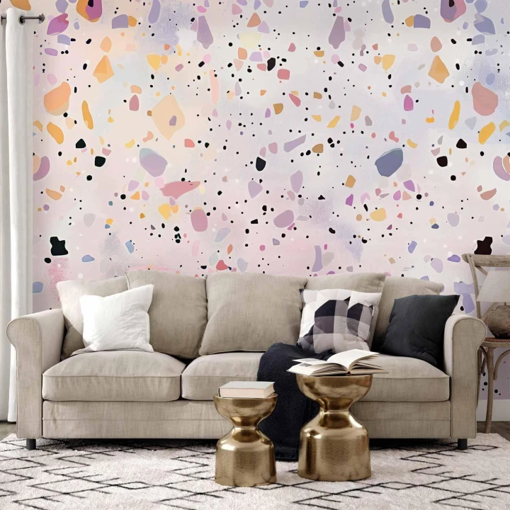Fototapeta - Lastriko w stylu confetti fioletowo-różowy kolorowy wzór
