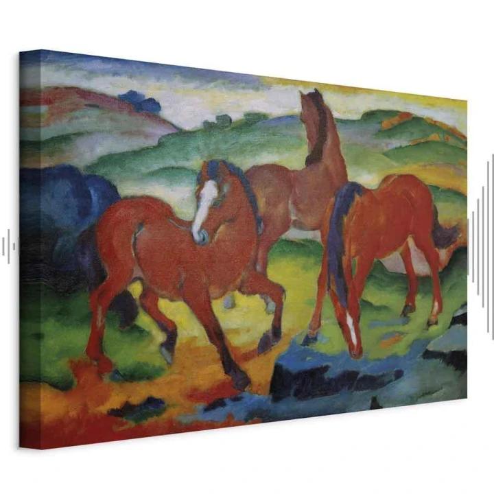 Obraz - Franz Marc – Czerwone konie (Pasące się Konie IV)