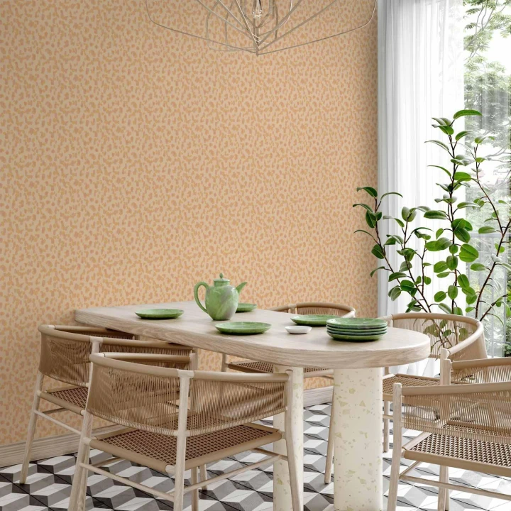 Tapeta - Drobne kropeczki - optymistyczny wzór w kolorach brzoskwiniowych