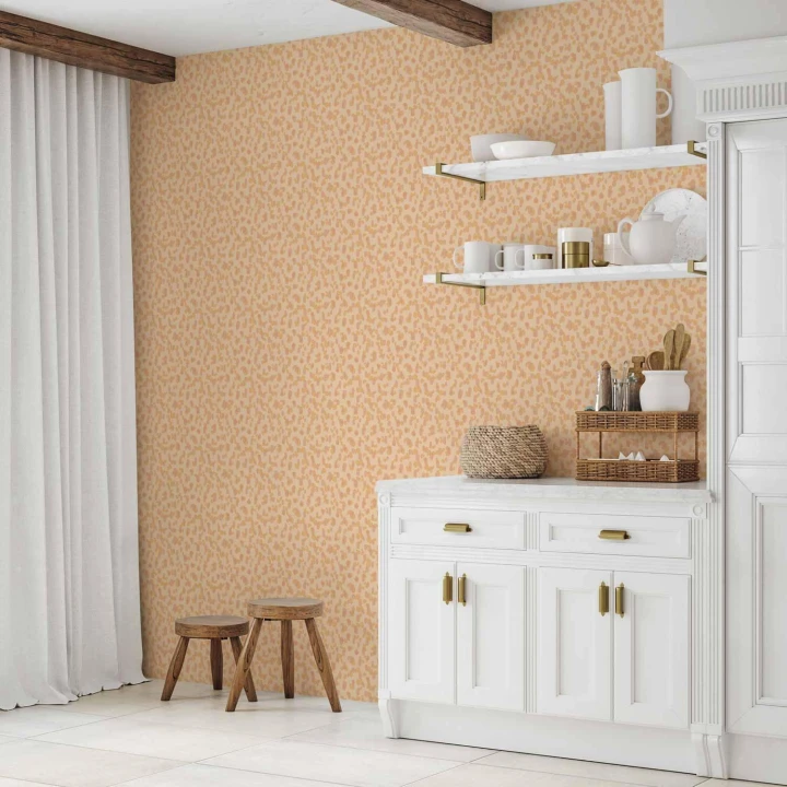 Tapeta - Drobne kropeczki - optymistyczny wzór w kolorach brzoskwiniowych