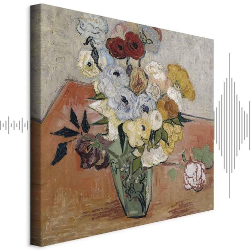 Obraz - Vincent Van Gogh – Martwa natura z japońskim wazonem, różami i zawilcami