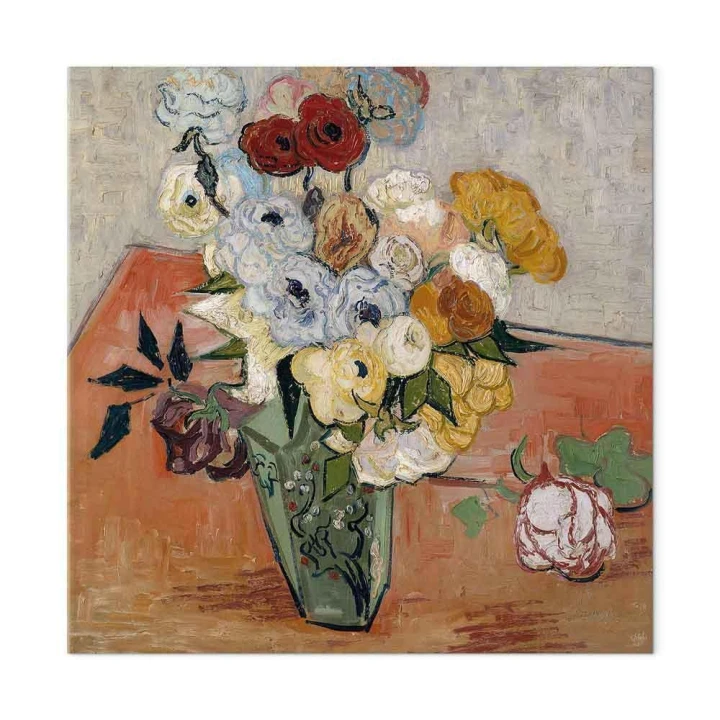 Obraz - Vincent Van Gogh – Martwa natura z japońskim wazonem, różami i zawilcami