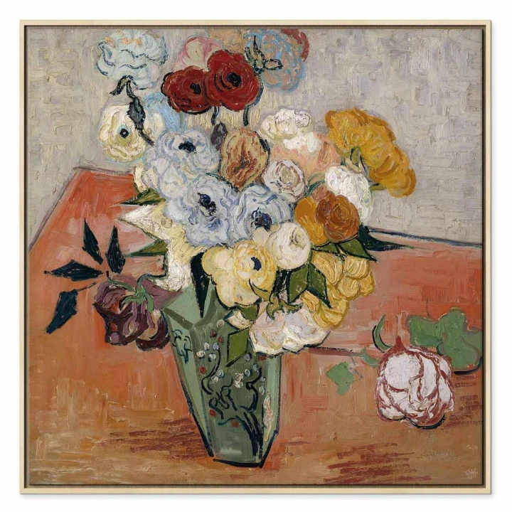 Obraz - Vincent Van Gogh – Martwa natura z japońskim wazonem, różami i zawilcami