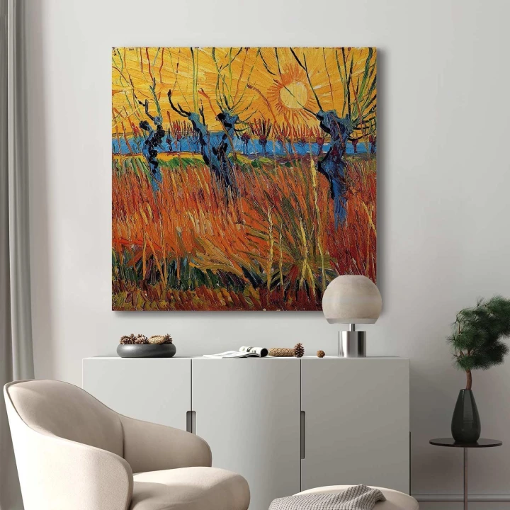 Obraz - Vincent van Gogh – Wierzby o zachodzie słońca