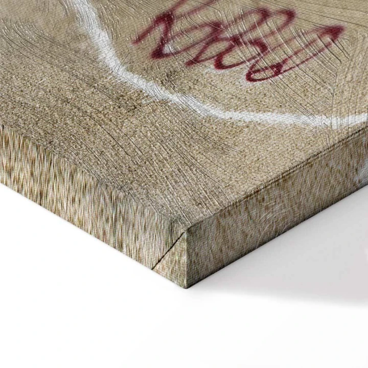 Obraz - Samolot Banksy (1-częściowy) - graffiti czerwone napisy na tle muralu