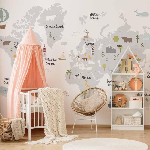 Fototapeta - Minimalistyczna Mapa do pokoju dziecięcego