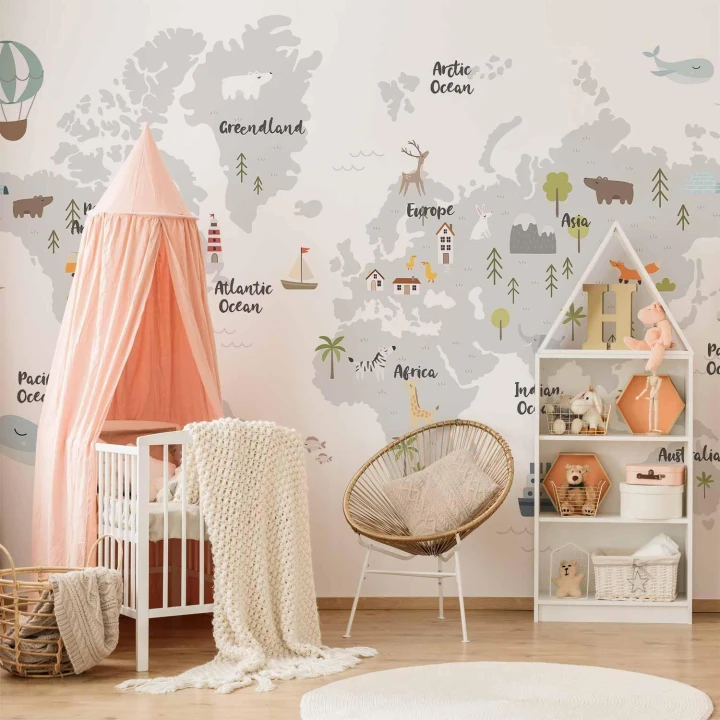 Fototapeta - Minimalistyczna Mapa do pokoju dziecięcego