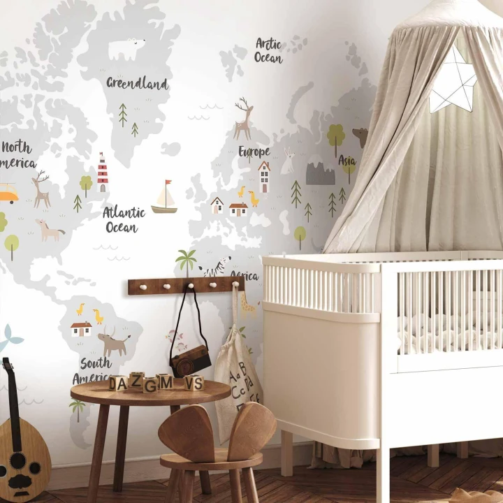 Fototapeta - Minimalistyczna Mapa do pokoju dziecięcego