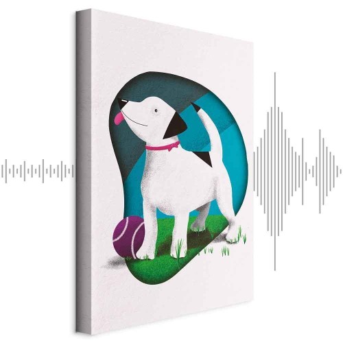 Obraz - Pies i piłka (1-częściowy) pionowy