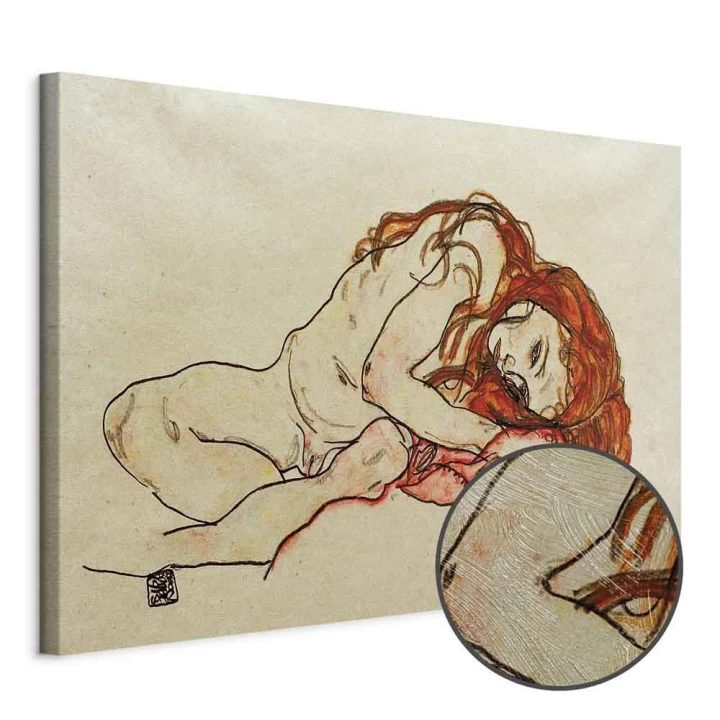Obraz - Egon Schiele – Przykucnięta dziewczyna z pochyloną głową