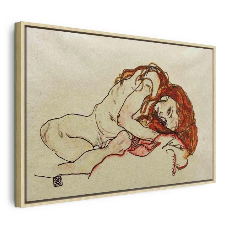 Obraz - Egon Schiele – Przykucnięta dziewczyna z pochyloną głową