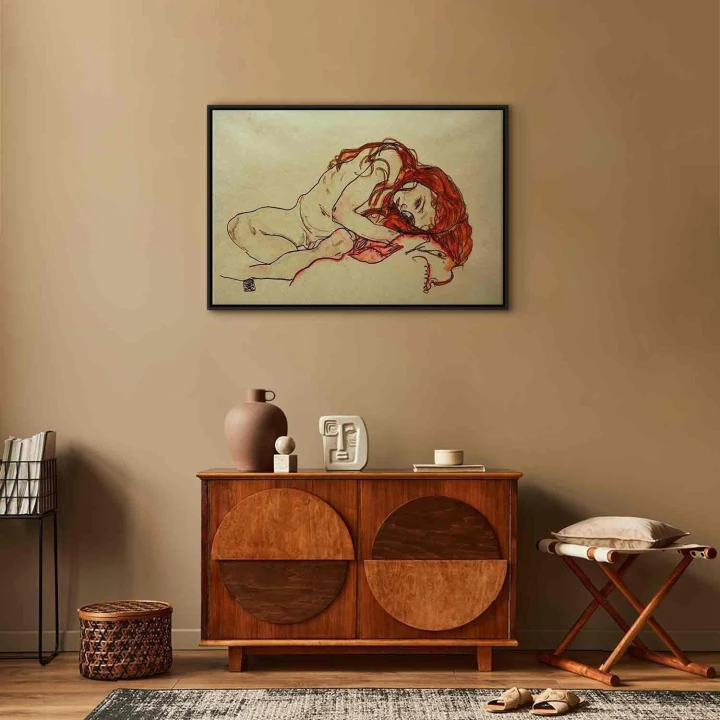 Obraz - Egon Schiele – Przykucnięta dziewczyna z pochyloną głową