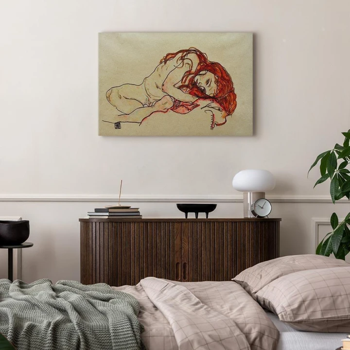 Obraz - Egon Schiele – Przykucnięta dziewczyna z pochyloną głową
