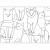 Fototapeta - Koci lineart - minimalistyczne szkice czarnych kotów na białym tle