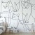 Fototapeta - Koci lineart - minimalistyczne szkice czarnych kotów na białym tle