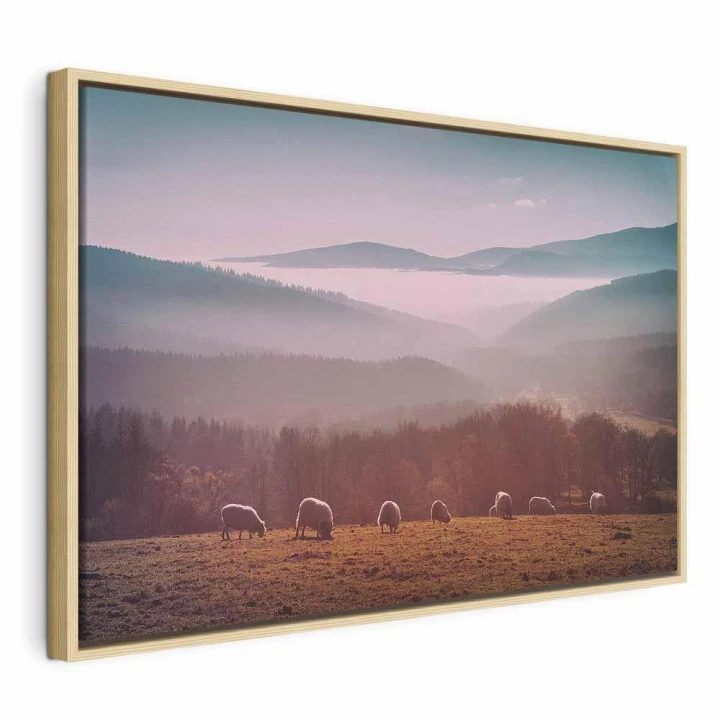 Obraz - Owce na tle górskiego krajobrazu (1-częściowy) - zwierzęta w naturze
