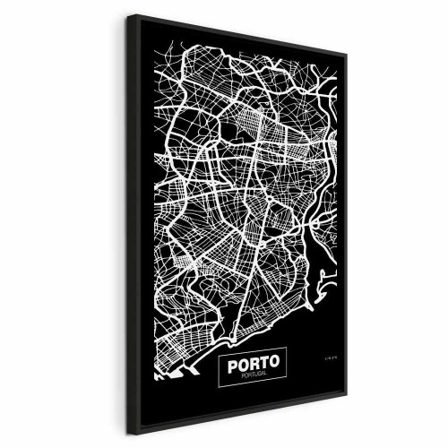 Obraz - Mapa w negatywie: Porto (1-częściowy) pionowy