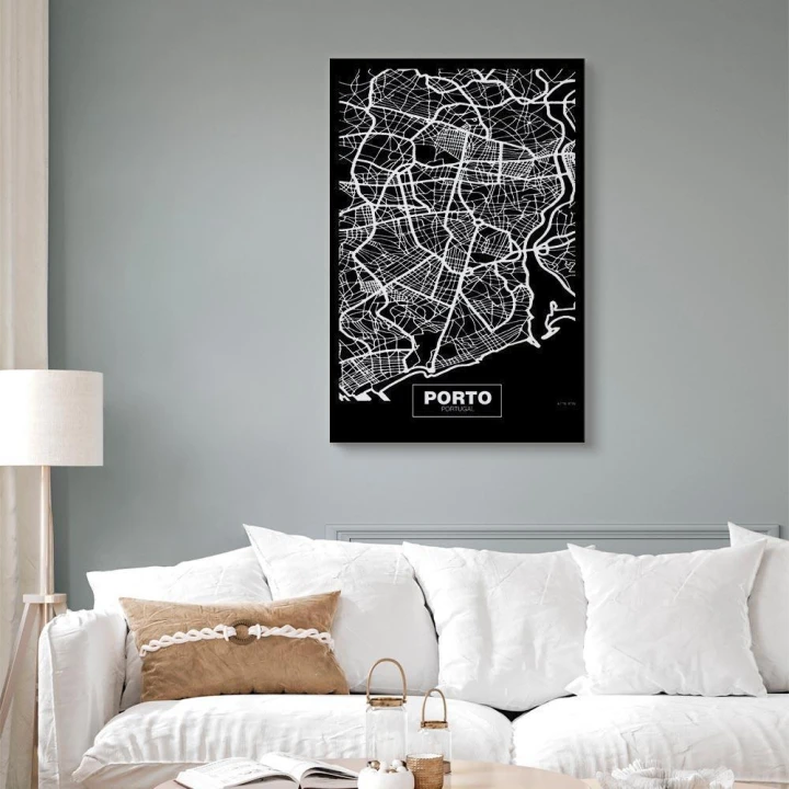 Obraz - Mapa w negatywie: Porto (1-częściowy) pionowy