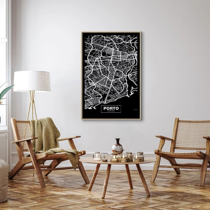 Obraz - Mapa w negatywie: Porto (1-częściowy) pionowy