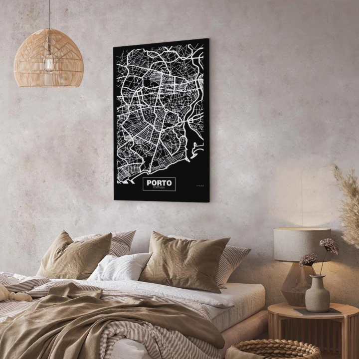 Obraz - Mapa w negatywie: Porto (1-częściowy) pionowy