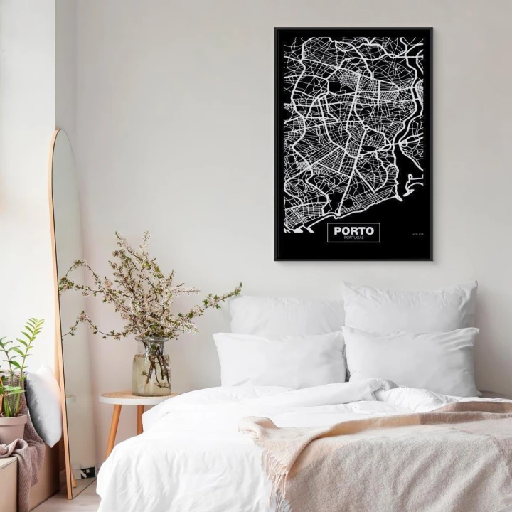 Obraz - Mapa w negatywie: Porto (1-częściowy) pionowy