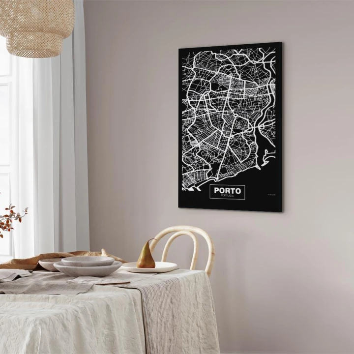 Obraz - Mapa w negatywie: Porto (1-częściowy) pionowy
