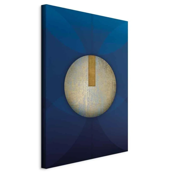 Obraz - W cieniu klasycznego błękitu (1-częściowy) - złote koło w abstrakcji
