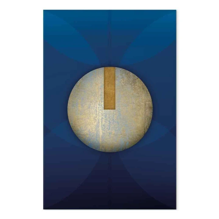 Obraz - W cieniu klasycznego błękitu (1-częściowy) - złote koło w abstrakcji
