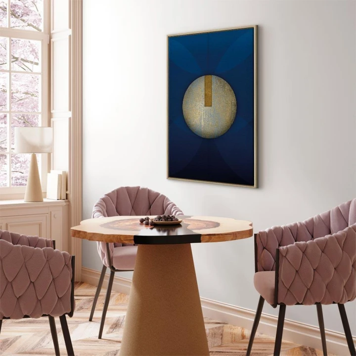 Obraz - W cieniu klasycznego błękitu (1-częściowy) - złote koło w abstrakcji